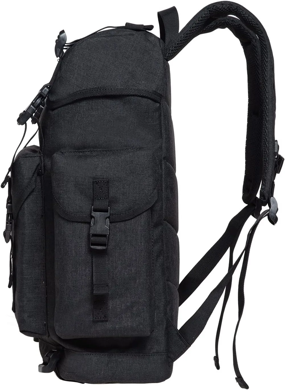 KAUKKO Vintage Casual polyster and Leather Rucksack Backpack(18-LINEN BLACK)