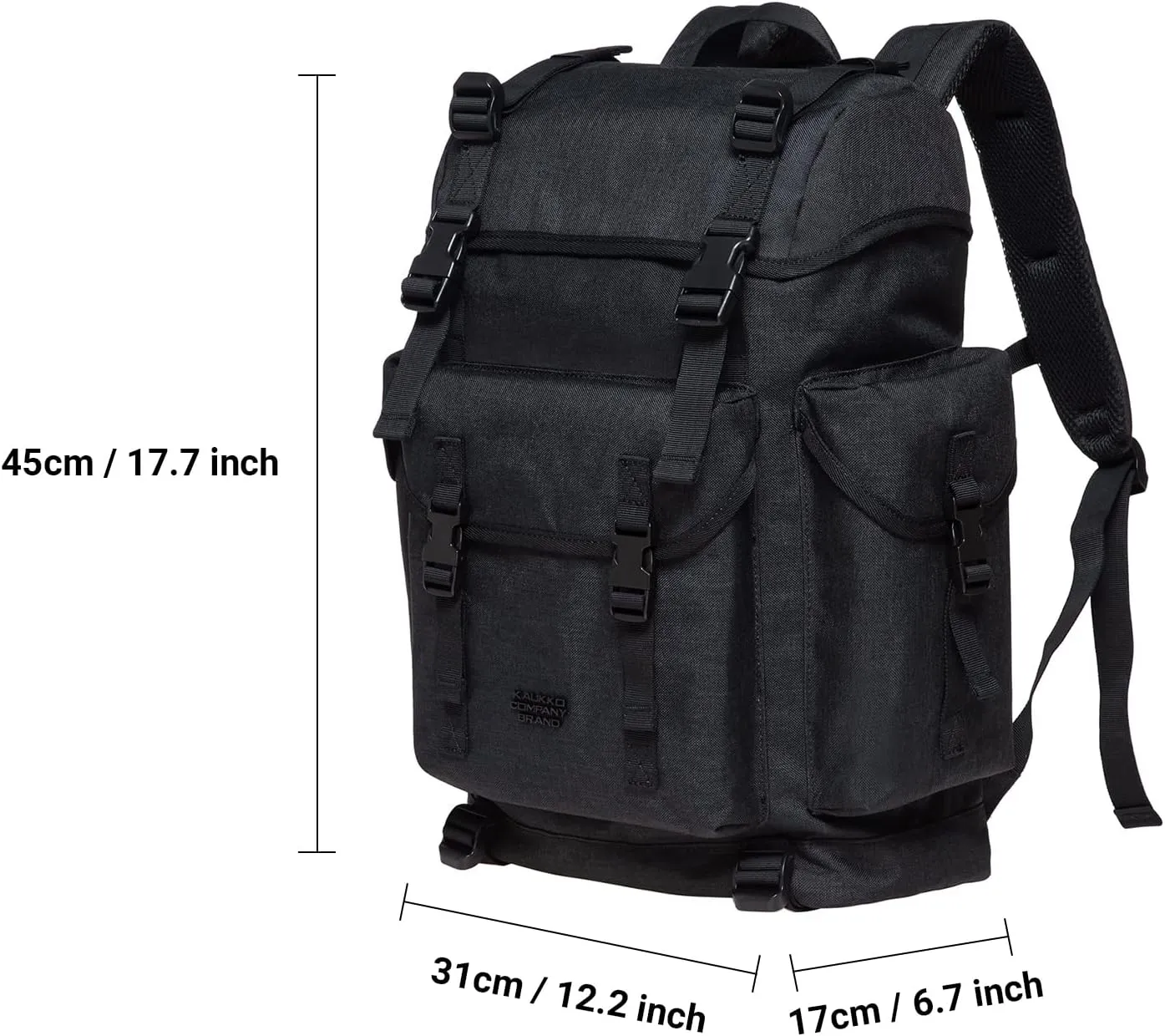 KAUKKO Vintage Casual polyster and Leather Rucksack Backpack(18-LINEN BLACK)