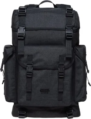KAUKKO Vintage Casual polyster and Leather Rucksack Backpack(18-LINEN BLACK)