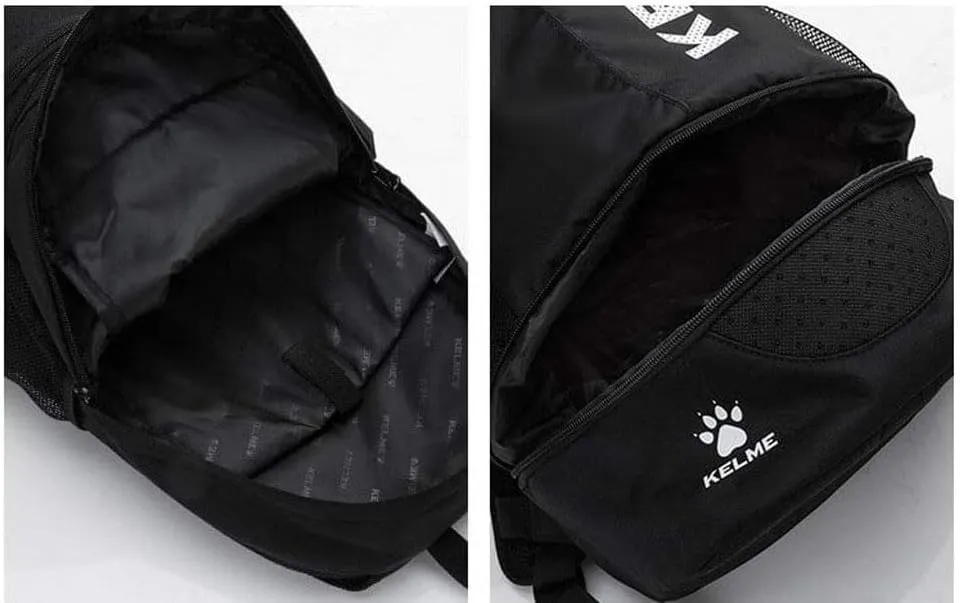 KELME Youth/Adult Soccer Backpack - Unisex Sports Bag - Separate Ball Holder Shoes Compartment Basketball baseball Football (Black/White, Adults)