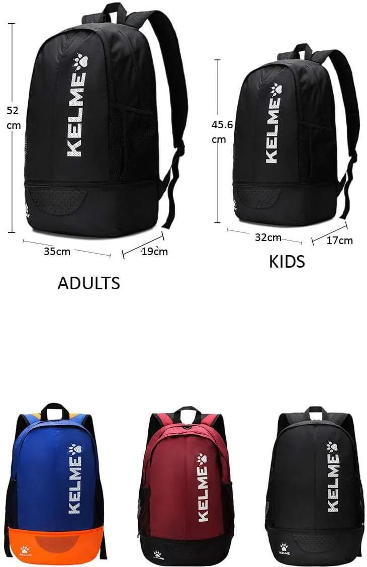 KELME Youth/Adult Soccer Backpack - Unisex Sports Bag - Separate Ball Holder Shoes Compartment Basketball baseball Football (Black/White, Adults)