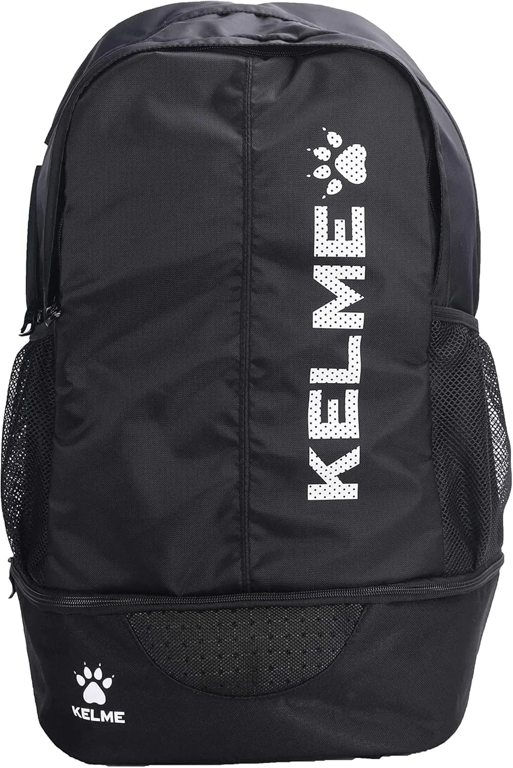 KELME Youth/Adult Soccer Backpack - Unisex Sports Bag - Separate Ball Holder Shoes Compartment Basketball baseball Football (Black/White, Adults)