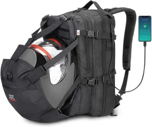 KEMIMOTO Motorcycle Helmet Backpack Bag for Men with USB Charging Port, Waterproof, Rechargeable Large Capacity Riding Backpack, 37L