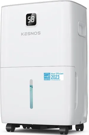 Kesnos 120 Pints Energy Star Dehumidifier for Home & Basement with Drain Hose, Front LED Display and 1.06 Gal Water Tank, Ideal for Spaces up to 6,500 Sq. Ft., Featuring Auto Defrost & Timer Function