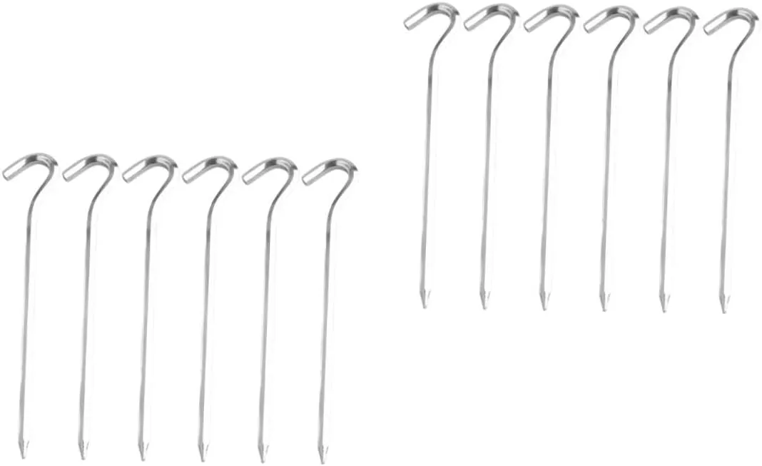 KESYOO 2sets Mountaineering Tent Ground Pegs Portable Camping Stakes Tarp Camping Tent Stakes Camping Accessories Party Tent Spike Glamping Tent Peg Large Tent Silver Aluminum Alloy 6pcs*2