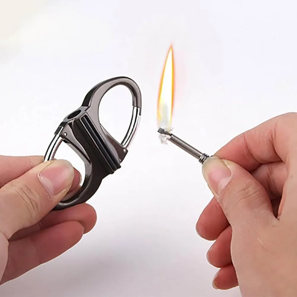 Keychain Lighter, Outdoor Portable Metal Keychain Lighter, Novelty Mini Lighters Key Chain for Outdoor Car and Home Emergency Life Saving Equipment(3pcs Black)