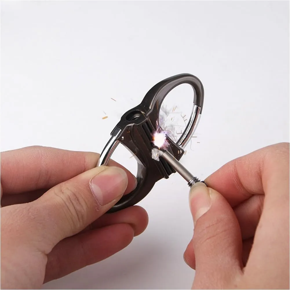 Keychain Lighter, Outdoor Portable Metal Keychain Lighter, Novelty Mini Lighters Key Chain for Outdoor Car and Home Emergency Life Saving Equipment(3pcs Black)