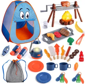 Kids Camping Set with Tent for 2 Toddlers- Camping Toys for 3-5 with Pop up Play Tent-Indoor Outdoor Pretend Camping Toys