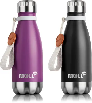 kids Water Bottle-9 oz Stainless Steel Vacuum Insulated Water Bottle for School, Leak Proof Cola Shape Travel Small Water Bottle for Boys (Dark Purple-Black)