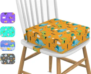 KIDUN Toddler Booster Seat for Dining Table, 4 inch Heightening Cushion for Kids Chair, Adjustable, Heightening Booster Seat Pad for Boy/Girl, Toddler Booster Cushion.(Buckle/Yellow)