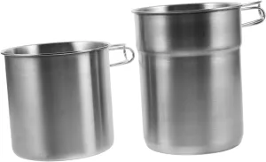 Kisangel 2pcs Stainless Steel Foldable Outdoor Drinking Cups with Collapsible Handle Durable Lightweight Insulated Mugs for Camping Hiking and Travel Multiuse Drinkware