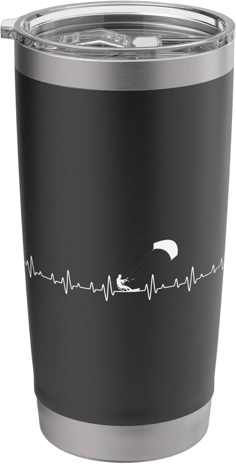 Kitesurfing Heartbeat - Kiteboarding Windsurfing Kitesurfer Stainless Steel Insulated Tumbler