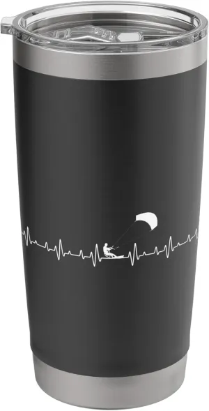 Kitesurfing Heartbeat - Kiteboarding Windsurfing Kitesurfer Stainless Steel Insulated Tumbler