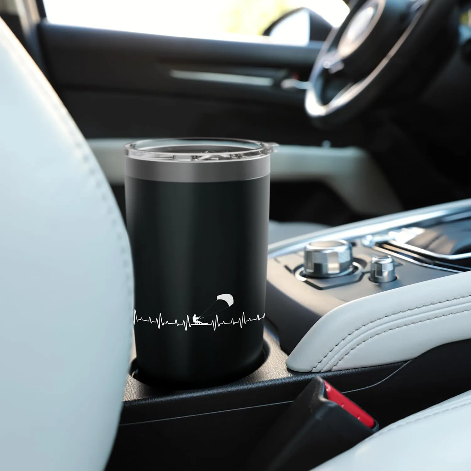 Kitesurfing Heartbeat - Kiteboarding Windsurfing Kitesurfer Stainless Steel Insulated Tumbler