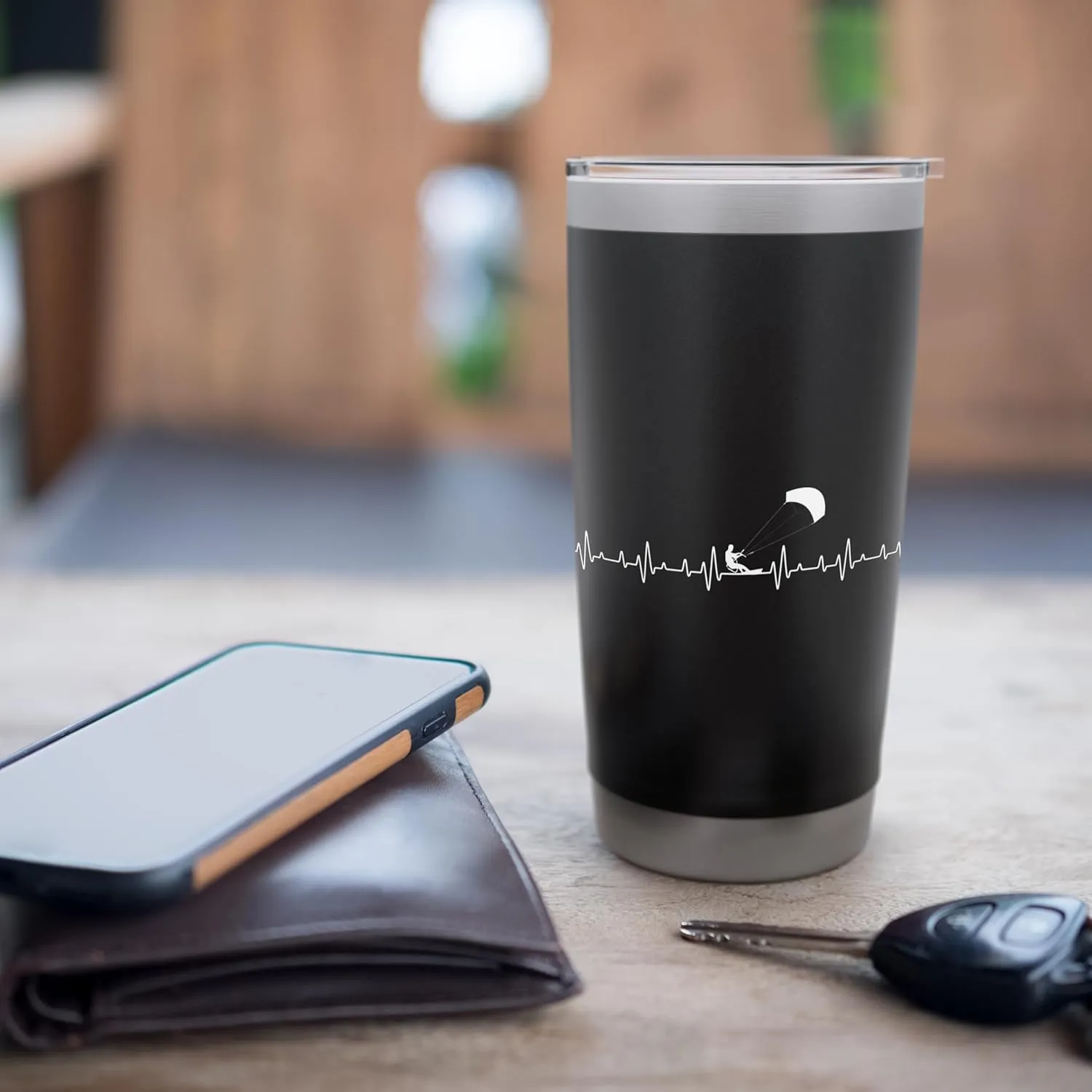 Kitesurfing Heartbeat - Kiteboarding Windsurfing Kitesurfer Stainless Steel Insulated Tumbler