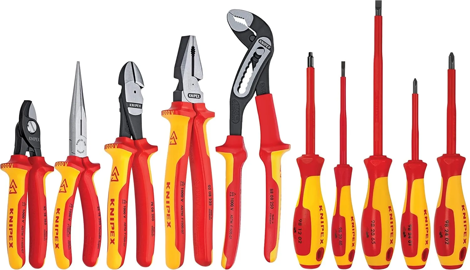 Knipex 989830US 10 -Piece 1000V Insulated Pliers, Cutters, and Screwdriver Industrial Tool Set