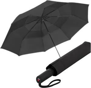 Knirps A.405 XXL Duomatic Vented Automatic Open Close Rain Umbrella - Compact Windproof Travel Umbrella for Adults - 126cm Diameter Retractable