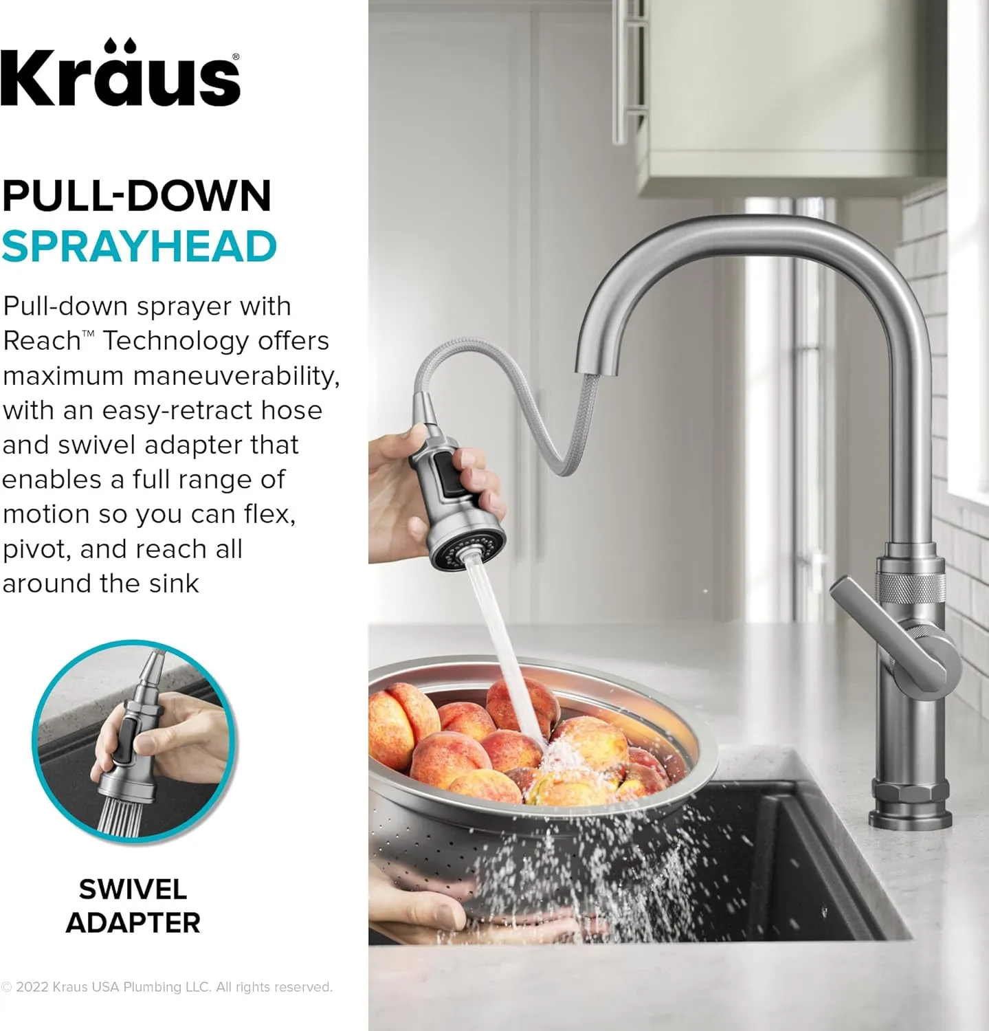 KRAUS Allyn Industrial Pull-Down Single Handle Kitchen Faucet in Spot-Free Black Stainless Steel, KPF-4102SFSB