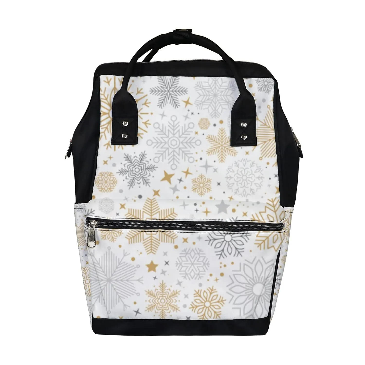 Kuizee Diaper Bag Backpack Multifunction Bag Simple Christmas Snowflake Elements Mutispandex Big Capacity Casual Daypack Mummy Bag Maternity Bag 17 Inch
