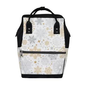 Kuizee Diaper Bag Backpack Multifunction Bag Simple Christmas Snowflake Elements Mutispandex Big Capacity Casual Daypack Mummy Bag Maternity Bag 17 Inch
