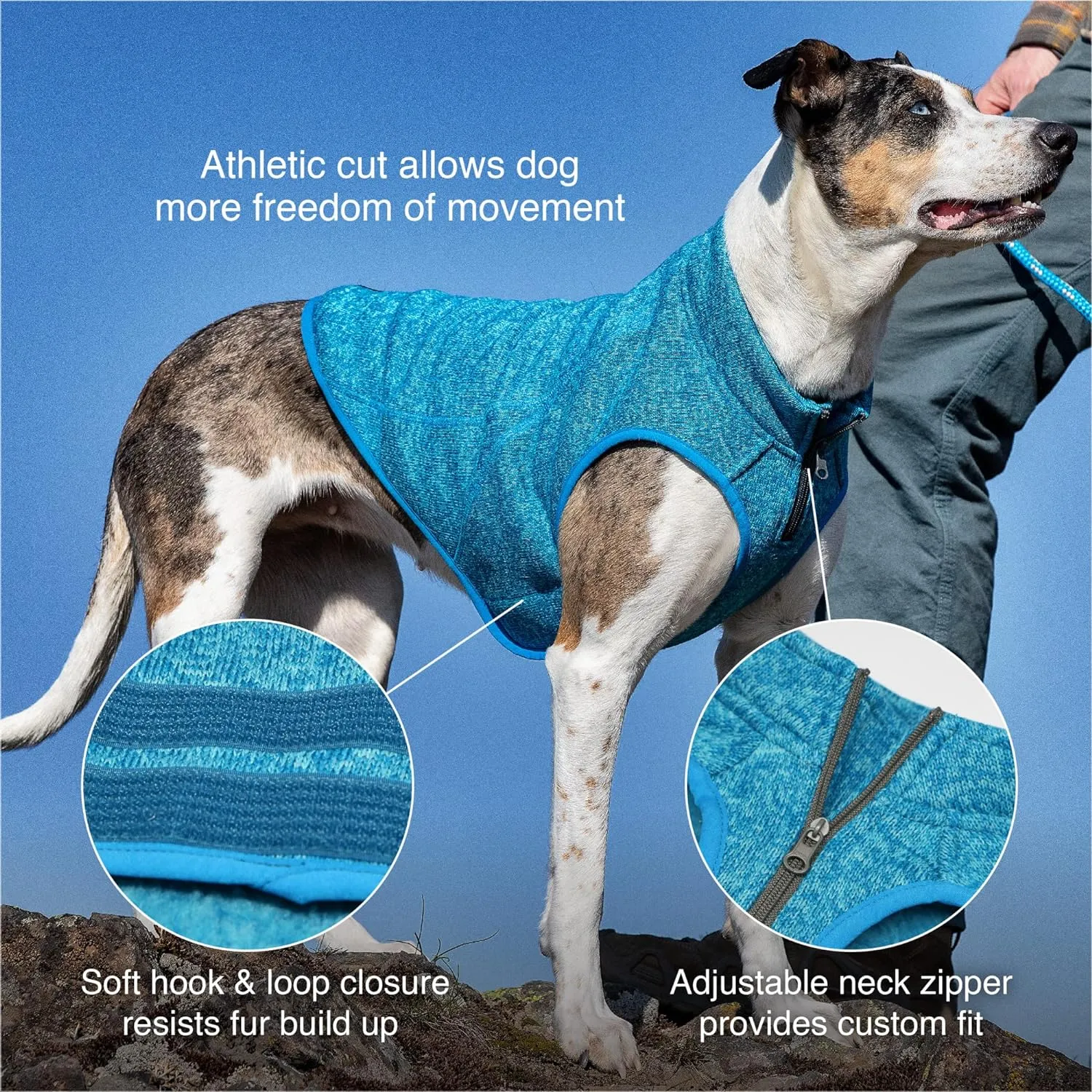 Kurgo Core Dog Sweater, Knit Dog Sweater with Fleece Lining, Cold Weather Pet Jacket, Zipper Opening for Harness, Adjustable Neck, Year-Round Sweater for Small Dogs (Heather Black, X-Small)