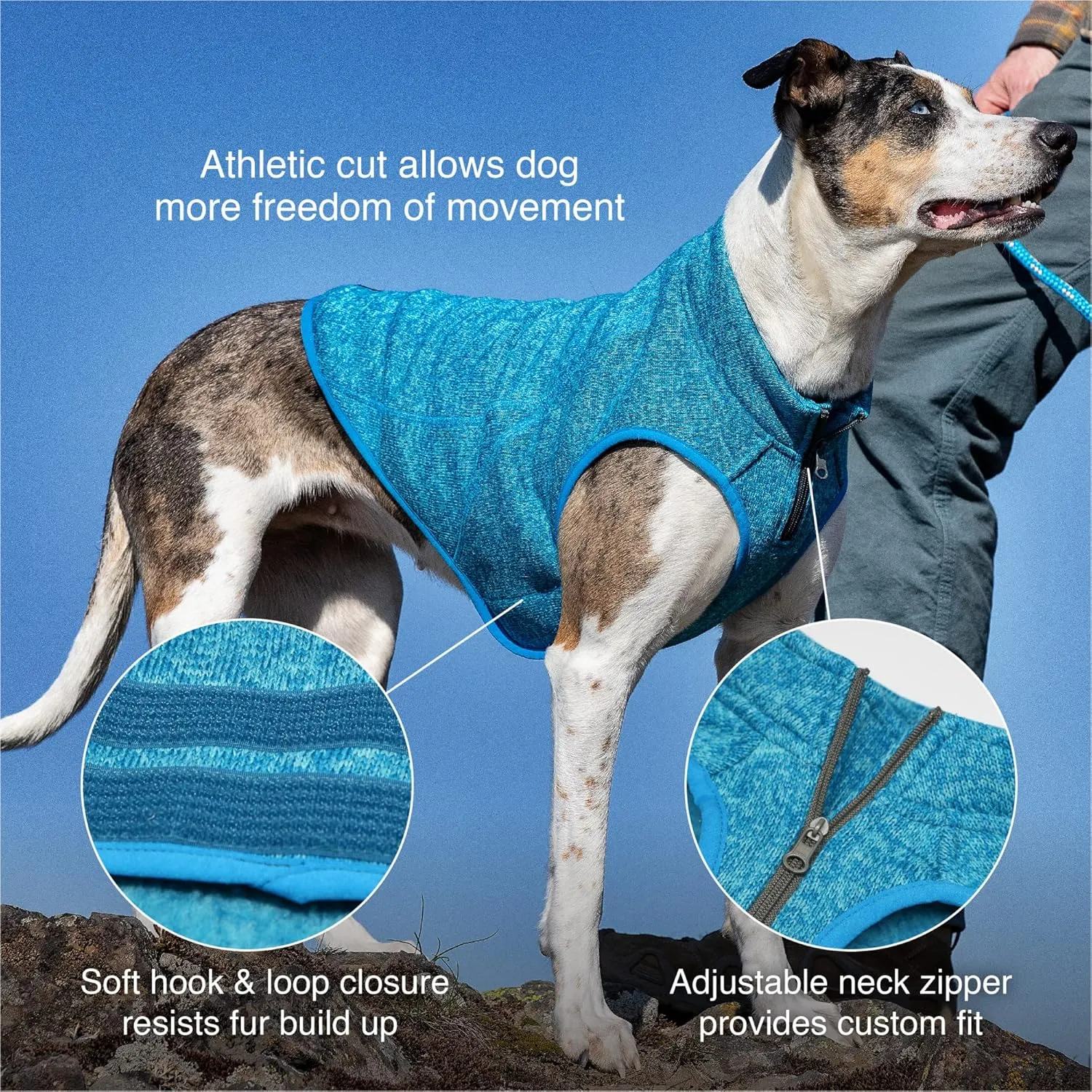 Kurgo Core Dog Sweater, Knit Dog Sweater with Fleece Lining, Cold Weather Pet Jacket, Zipper Opening for Harness, Adjustable Neck, Year-Round Sweater for Small Dogs (Heather Red, X-Small)