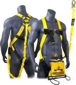 KwikSafety SCORPION Safety Harness Fall Protection Kit | Fall Protection Harness & Attached 6ft Lanyard | ANSI OSHA