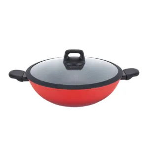 La gourmet Shogun Murano 32cm Non-stick Wok with Silicone Rim Glass Lid (Induction)