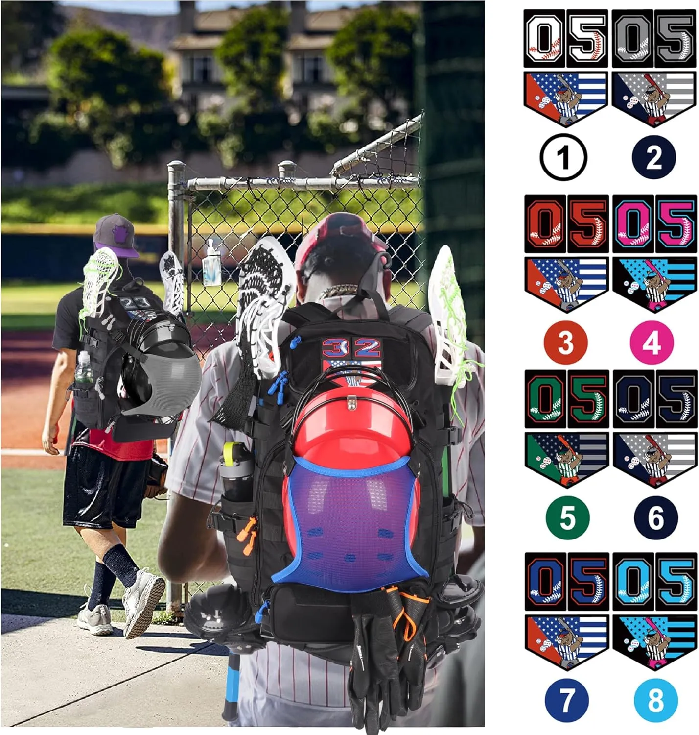Lacrosse Bag with Stick Holder Baseball Softball Gears Backpack Large Sports Bag Helmet Holder