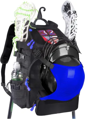 Lacrosse Bag with Stick Holder Baseball Softball Gears Backpack Large Sports Bag Helmet Holder