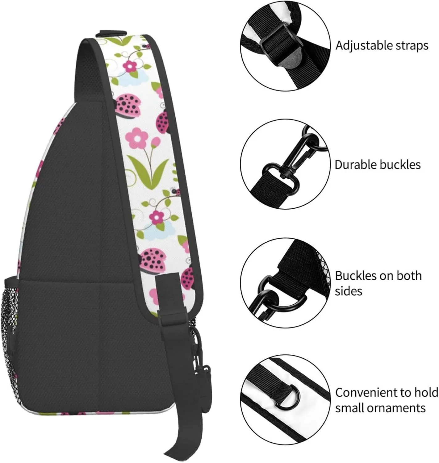 Ladybug Shoulder Bag Ladybird Sling Backpack Daypack Casual Backpack Hiking Bag Cute Backpack Bag