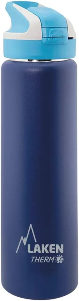 Laken Summit Stainless Steel Insulated Water Bottle with Sport Straw Cap and Lock, Leakproof, 25oz, Blue