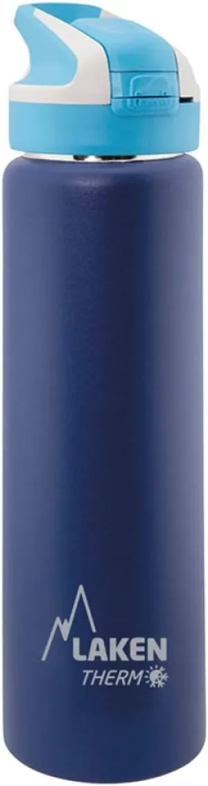 Laken Summit Stainless Steel Insulated Water Bottle with Sport Straw Cap and Lock, Leakproof, 25oz, Blue