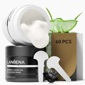 LANBENA Blackhead Remover Nose Pore Strips for Face, 2.0 Upgraded Deep Cleansing Peel off Mask Nose Strips Skincare for All Skin (1.06 Oz/30g) - 60pcs Strips (White Black)