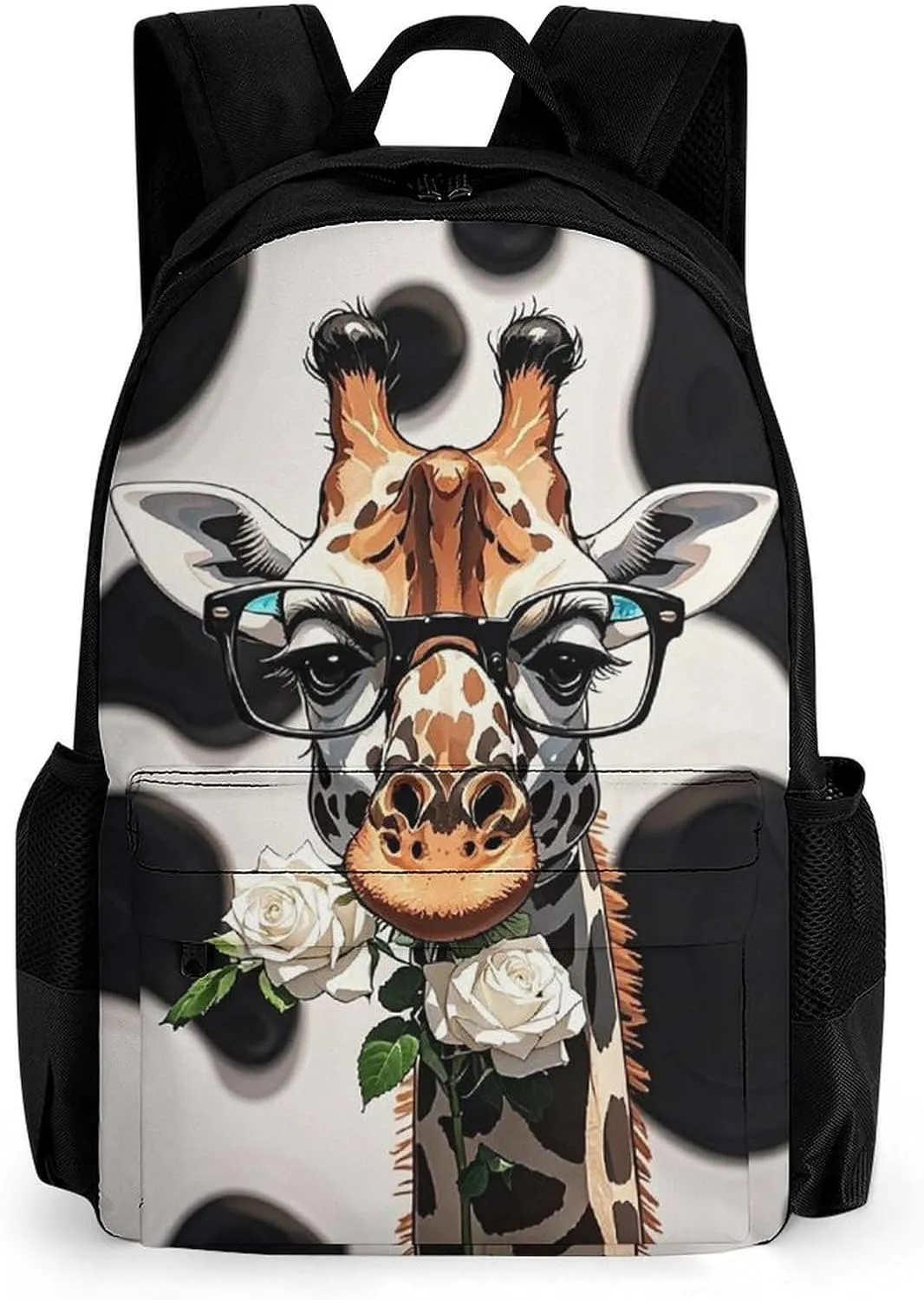 Laptop Backpack for Men Women Giraffe Bites The Rose Backpack Casual Bag Travel Backpack Simple Bag for Hiking