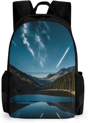 Laptop Backpack for Men Women Meteors in The Night Sky Backpack Casual Bag Travel Backpack Simple Bag for Hiking