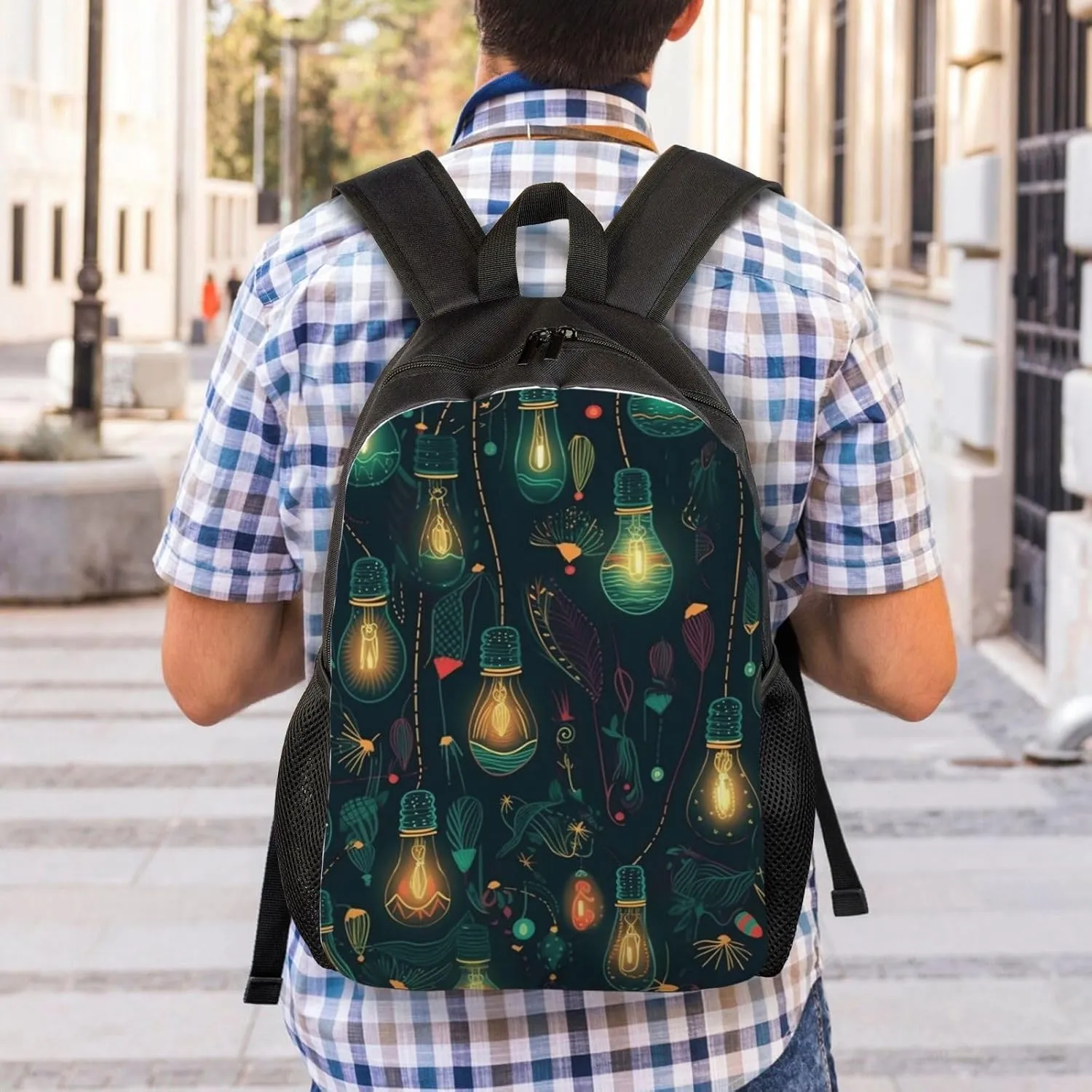 Laptop Backpack for Women Men Carry-on Backpack Lit Lights Daypack Lightweight Travel Shoulder Bags