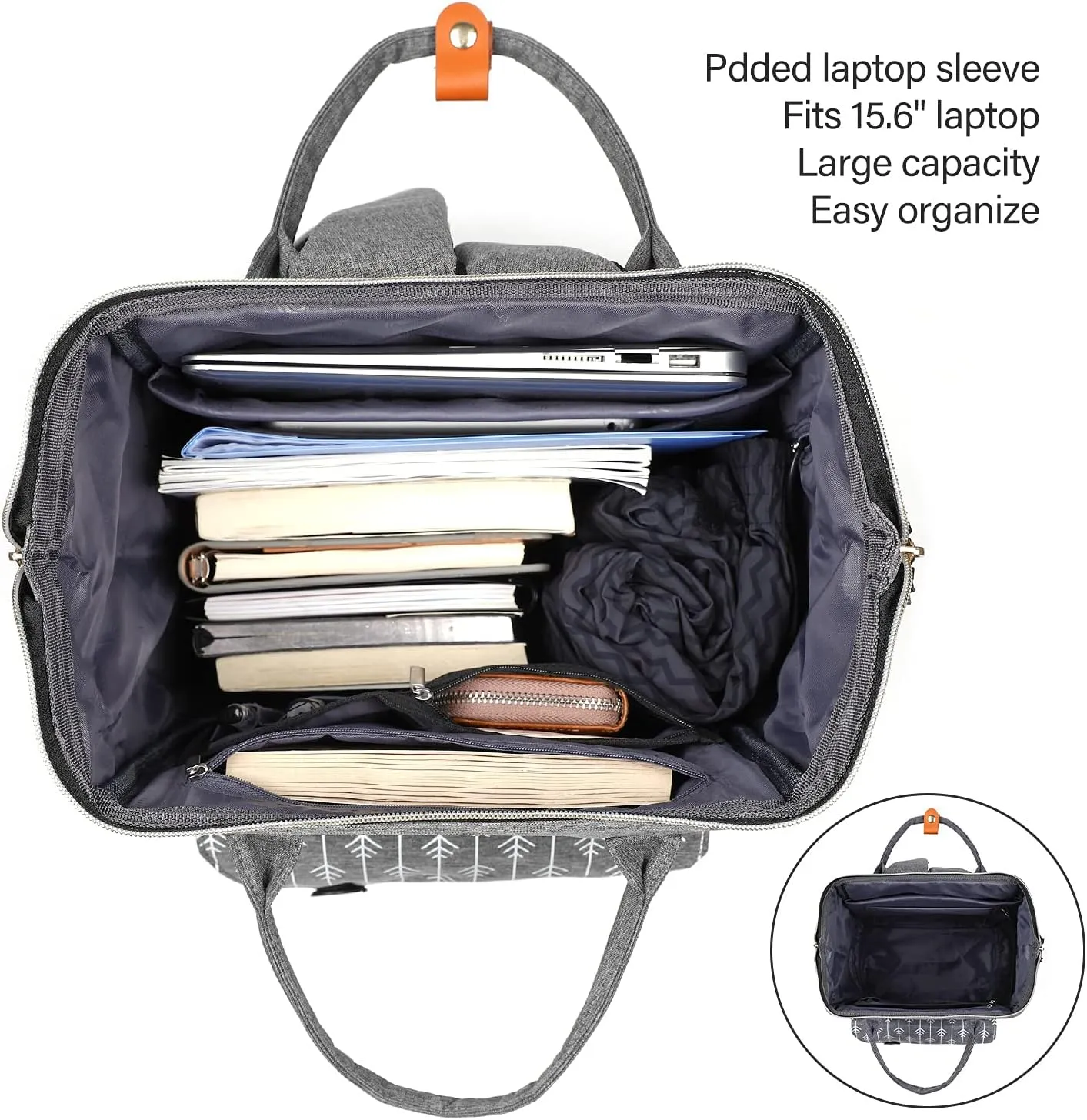 Laptop Backpack for Women, Travel School Backpack With USB Charging Port, Water Resistant Computer Bag Work Purse, Casual Daypack for Girls, Teacher Nurse Backpack, Gift for Women