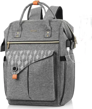 Laptop Backpack for Women, Travel School Backpack With USB Charging Port, Water Resistant Computer Bag Work Purse, Casual Daypack for Girls, Teacher Nurse Backpack, Gift for Women
