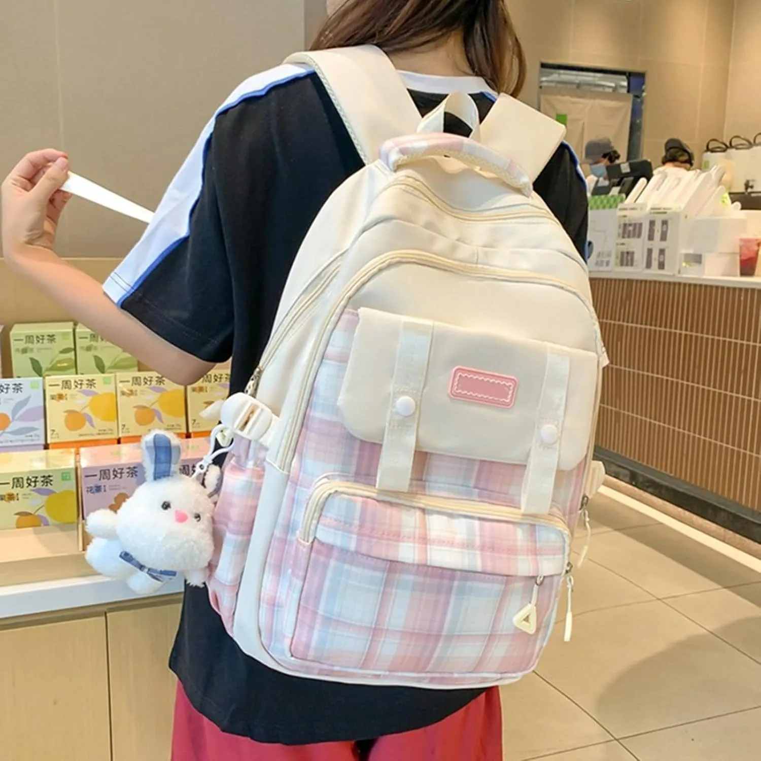 Large Capacity Backpack Casual Daypacks Student School Backpack Aesthetic Backpack Travel Bag for Teens Girls, Pk, as the pic show