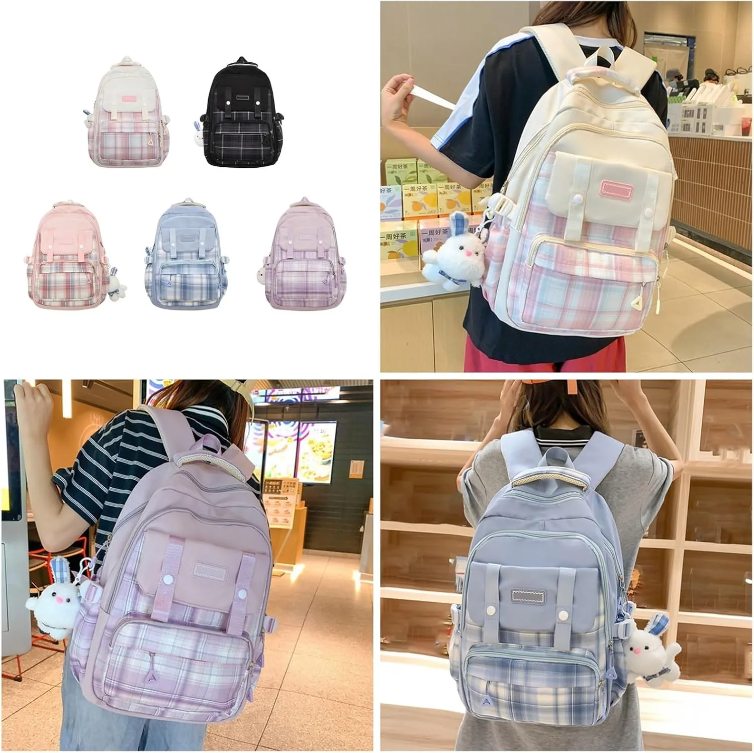 Large Capacity Backpack Casual Daypacks Student School Backpack Aesthetic Backpack Travel Bag for Teens Girls, Pk, as the pic show