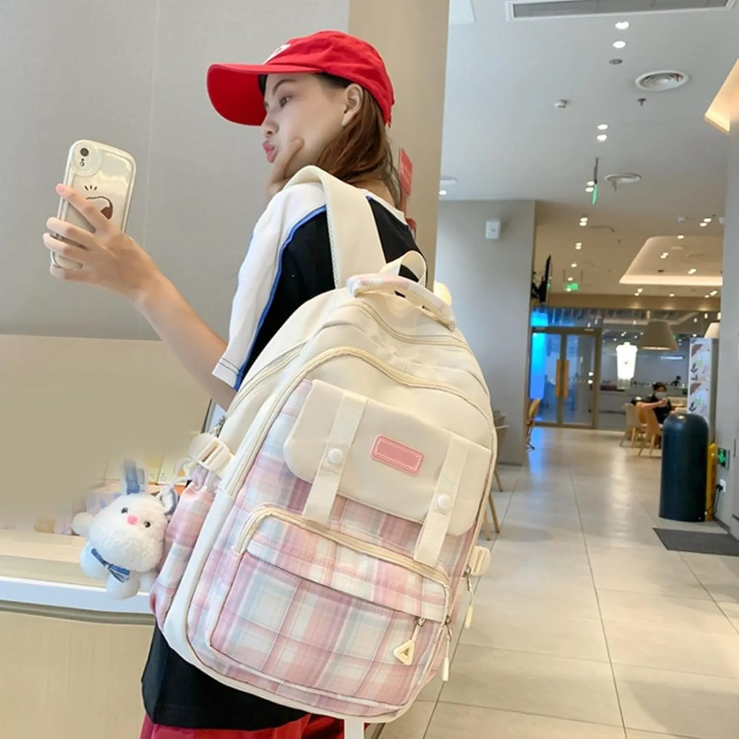 Large Capacity Backpack Casual Daypacks Student School Backpack Aesthetic Backpack Travel Bag for Teens Girls, Pk, as the pic show