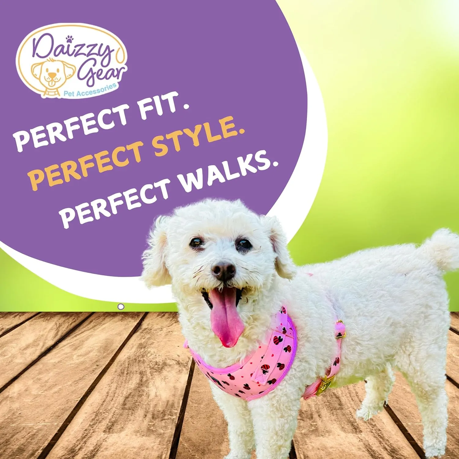 Large Dog Harness Set – No Pull Step-in Harness, Leash, Adjustable Collar & Poop Bag Holder – Soft Matching Set for Dogs 24–60 lbs – Pink with Premium Accessories