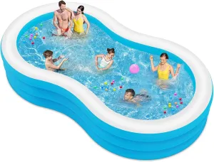 Large Inflatable Pool – 145" x 74" x 22" Thickened Family Swimming Pool for Adults, Blow up Pool Perfect for Backyard Summer Fun, Fast Set-Up(Air Pump Not Included)