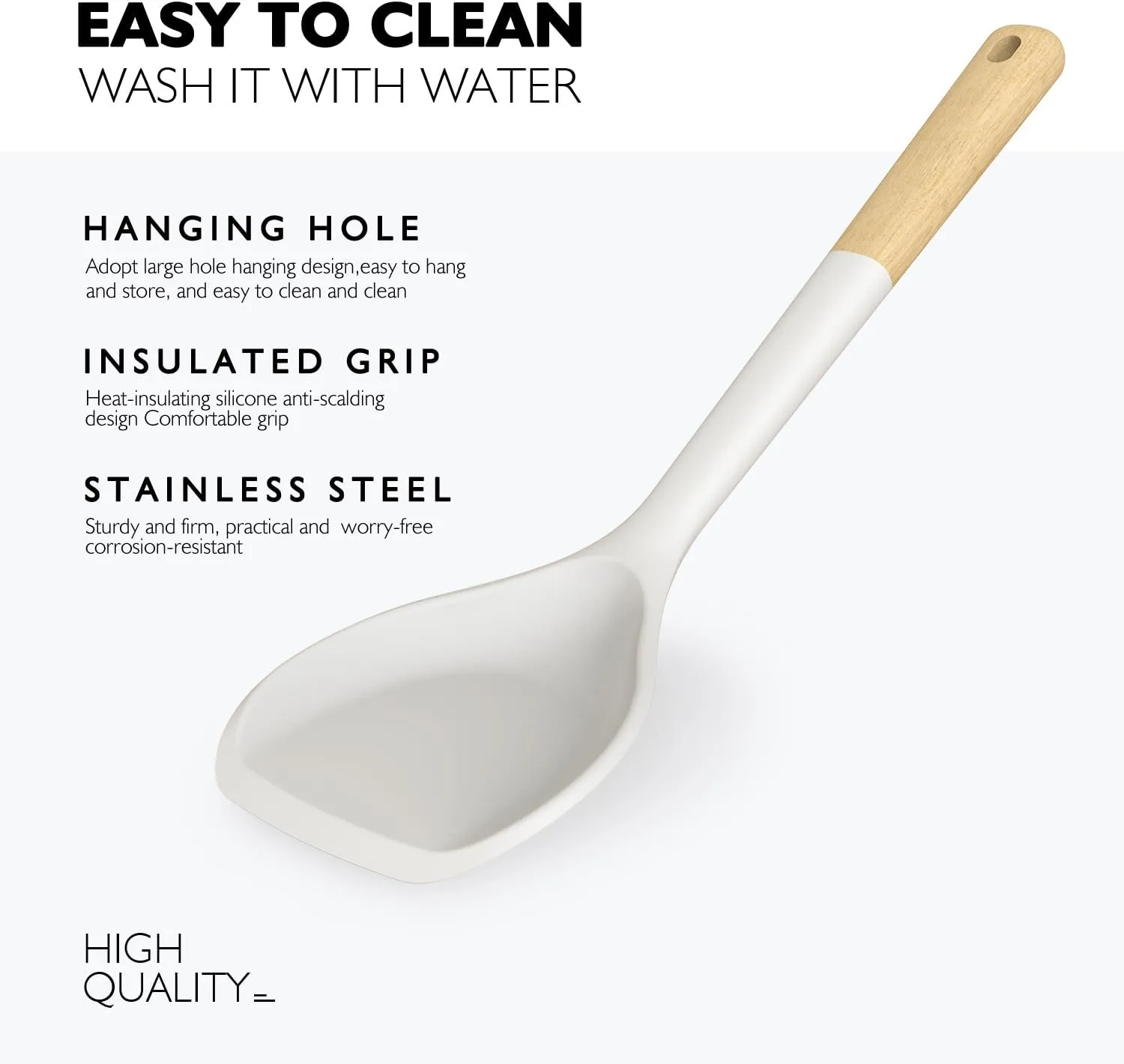 Large Silicone Cooking Utensils Set - Heat Resistant Silicone Kitchen Utensils for Cooking w Wooden Handles, Spatula Set, Kitchen Utensil Gadgets Sets for Non-Stick Cookware, BPA Free (Warm White)
