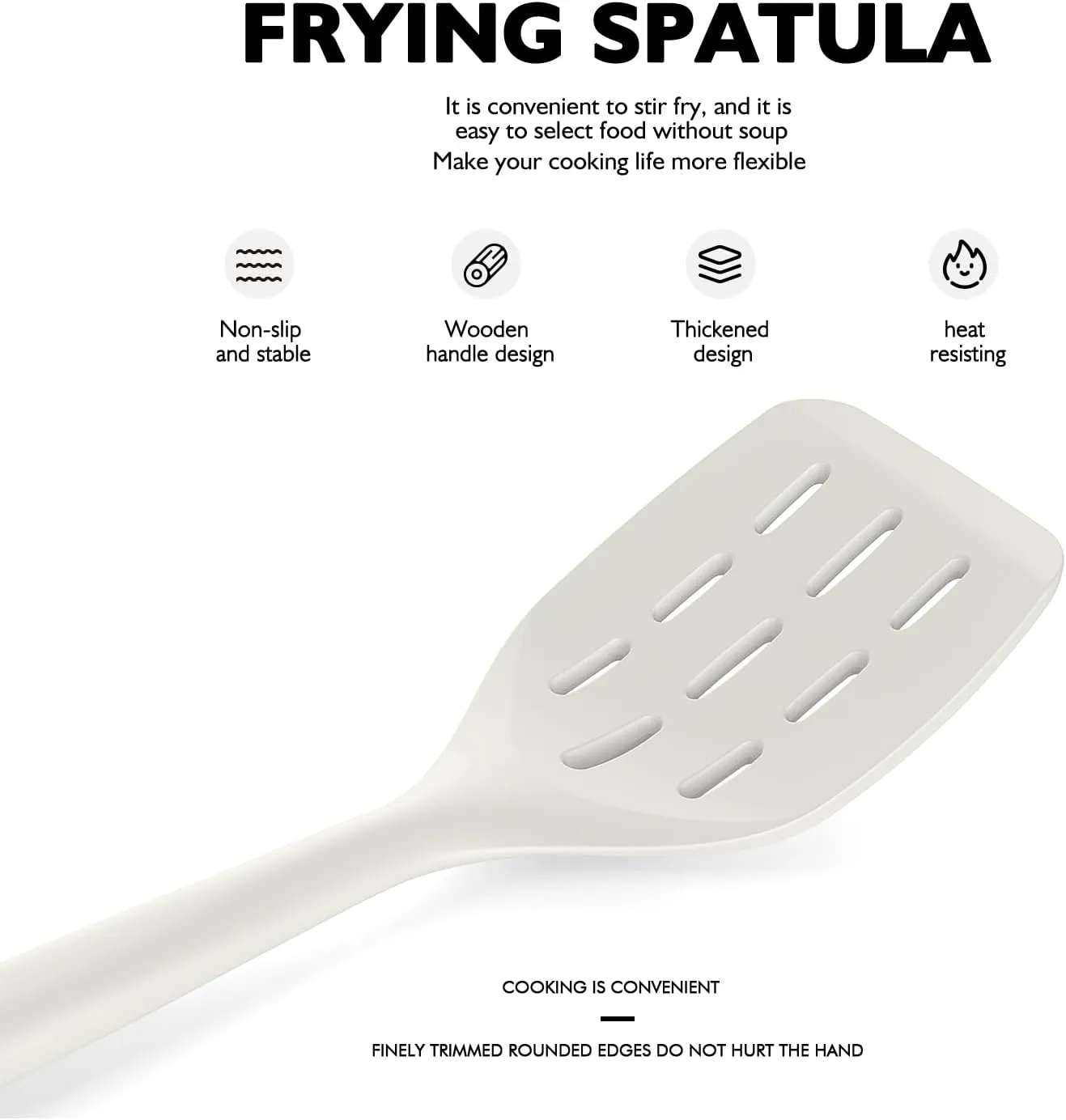 Large Silicone Cooking Utensils Set - Heat Resistant Silicone Kitchen Utensils for Cooking w Wooden Handles, Spatula Set, Kitchen Utensil Gadgets Sets for Non-Stick Cookware, BPA Free (Warm White)