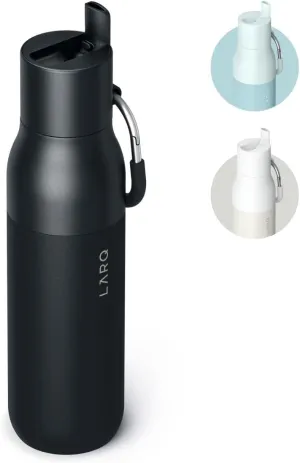LARQ Bottle Flip Top 25 oz - Insulated Reusable Stainless Steel Water Bottle With Straw | Thermos, BPA Free | For Sports, Gym, and Travel | Keep Drinks Cold for 24 Hours | Obsidian Black