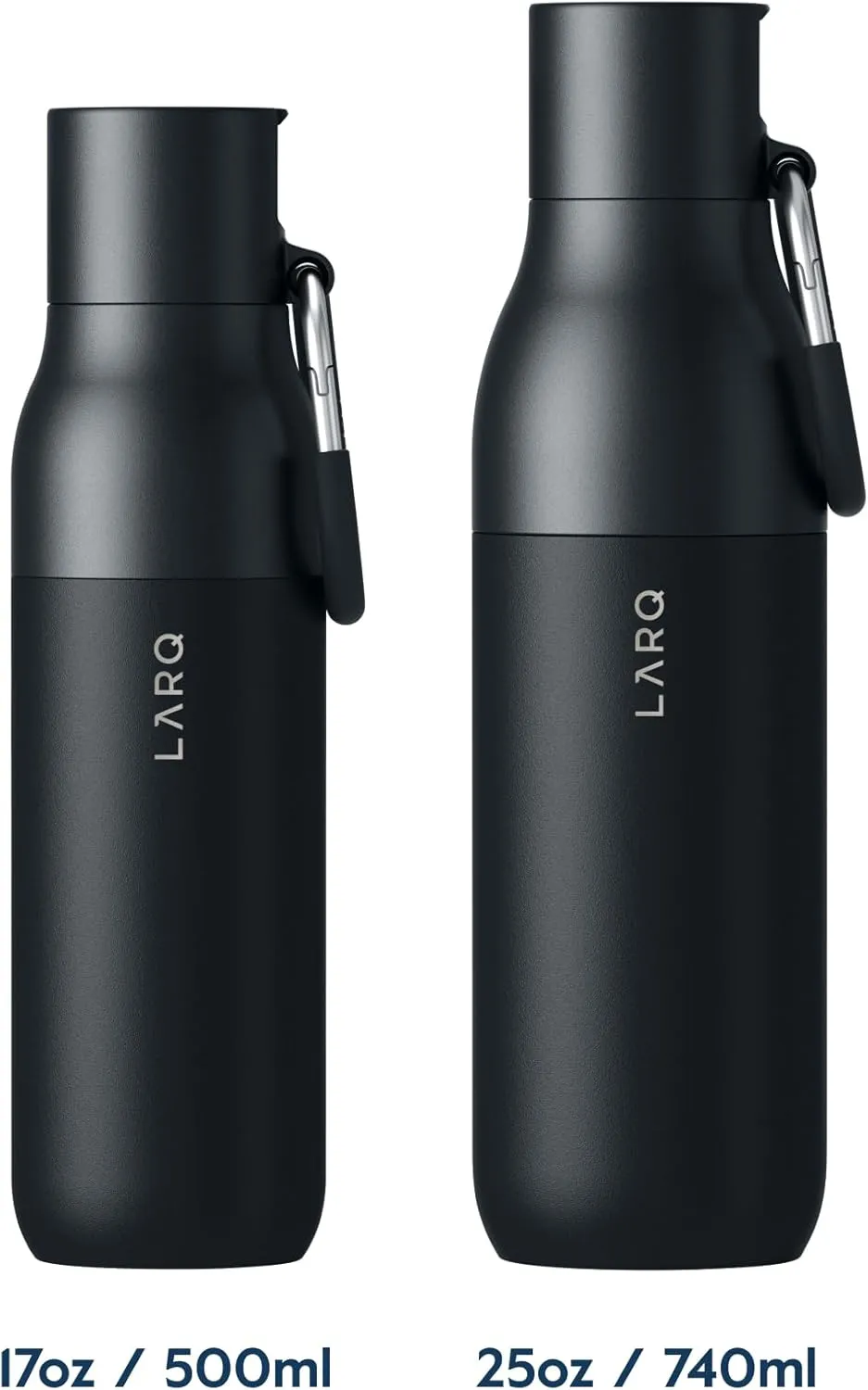 LARQ Bottle Flip Top 25 oz - Insulated Reusable Stainless Steel Water Bottle With Straw | Thermos, BPA Free | For Sports, Gym, and Travel | Keep Drinks Cold for 24 Hours | Obsidian Black