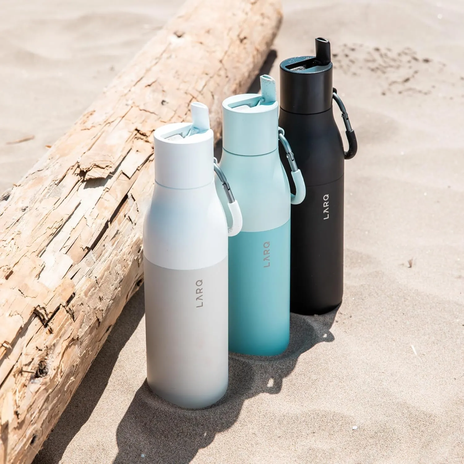 LARQ Bottle Flip Top 25 oz - Insulated Reusable Stainless Steel Water Bottle With Straw | Thermos, BPA Free | For Sports, Gym, and Travel | Keep Drinks Cold for 24 Hours | Obsidian Black