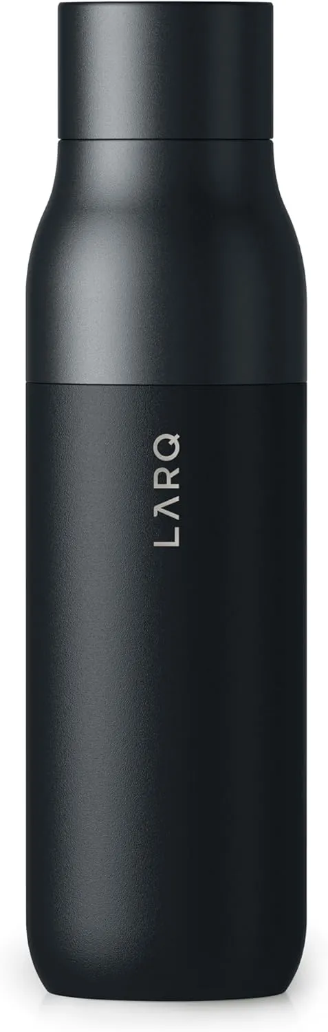 LARQ Bottle Twist Top 17 oz - Insulated Stainless Steel Water Bottle | Thermos, BPA Free | Reusable Water Bottle for Camping, Office, and Travel | Keep Drinks Cold and Hot, Obsidian Black